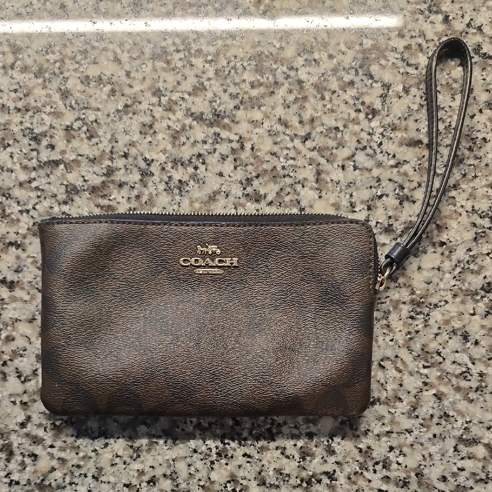 Coach Brown Wristlet Clutch